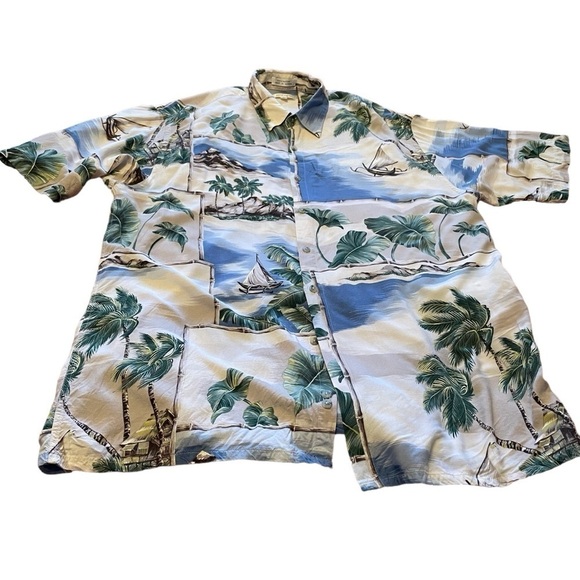 Vintage Pierre Cardin Hawaiian Shirt - Palm Trees - Size XL - Great Condition - Picture 7 of 11